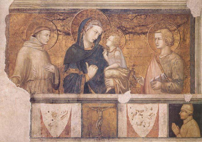 Ambrogio Lorenzetti Madonna with St Francis and St John the Evangelist oil painting picture